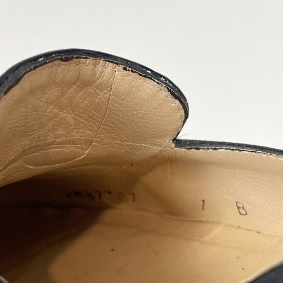 Stuart Weitzman Vintage Suede Leather Loafer Stiletto Pump Black 7 B Slip On Bow - Picture 8 of 9